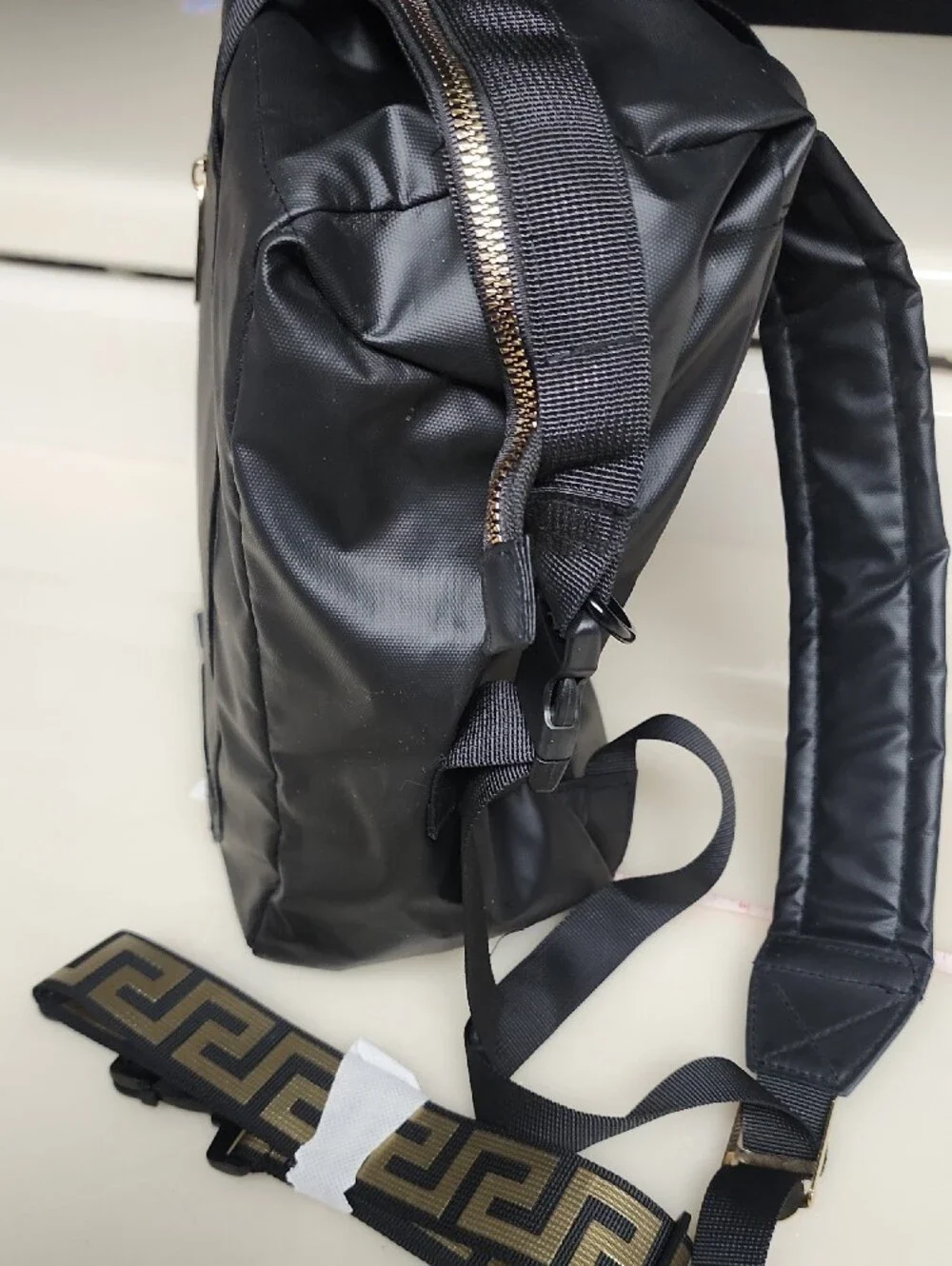 Versace Parfums Back Pack Jeans Collection Black Backpack with Gold Hardware